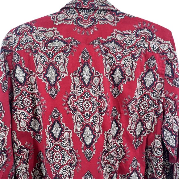 ❤️Jones New York Signature Women's 100% Cotton Shirt – Size XL Rich red  paisley - Picture 4 of 10